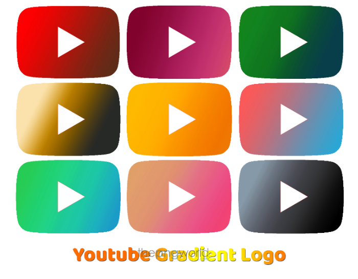 Youtube Gradient Color Transparent logo PNG youtube,social media,videos,transparent,logo,google,black,white,HD,PNG,gradient,channel,red,pink,blue,yellow,green,ocean,fire